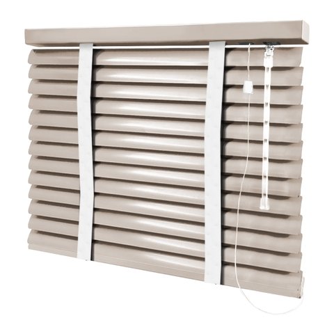 Persiana Horizontal - 1,70m Larg X 1,20m Alt - Alumínio 50mm com Fita Decorativa - Cor: Bege Escuro