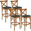 Ver imagem 1 de Kit 04 Banquetas Altas Cozinha Bancada Bar Sala Jantar Estofada Ávila L02 Suede Verde Musgo - Lyam L