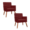 Ver imagem 1 de Kit 2 Poltronas Cadeiras Decorativa para Recepção Cecília Suede Vermelho Bordo - Incasa Decor