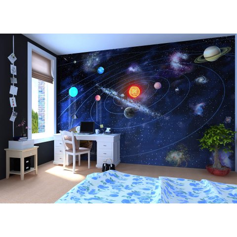 Papel de Parede Sistema Solar Galáxias ( Adesivo Fosco )