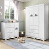 Quarto Infantil Nuvem Roupeiro 4 Portas + 3 Gavetas e Cômoda - 1