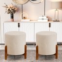 Ver imagem 1 de Kit 2 Puff Thor em Veludo Bege Base em Madeira