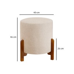 Kit 2 Puff Thor em Veludo Bege Base em Madeira - 3