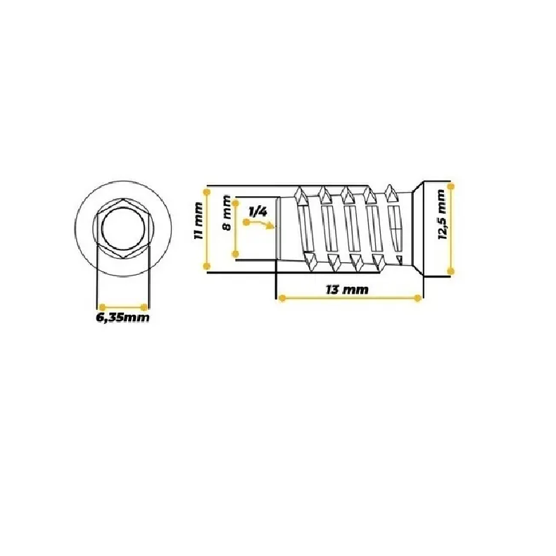 Bucha Americana Zamac 1/4 X 13 Mm Acabamento Natural (Kit Com 100 Un) - 9