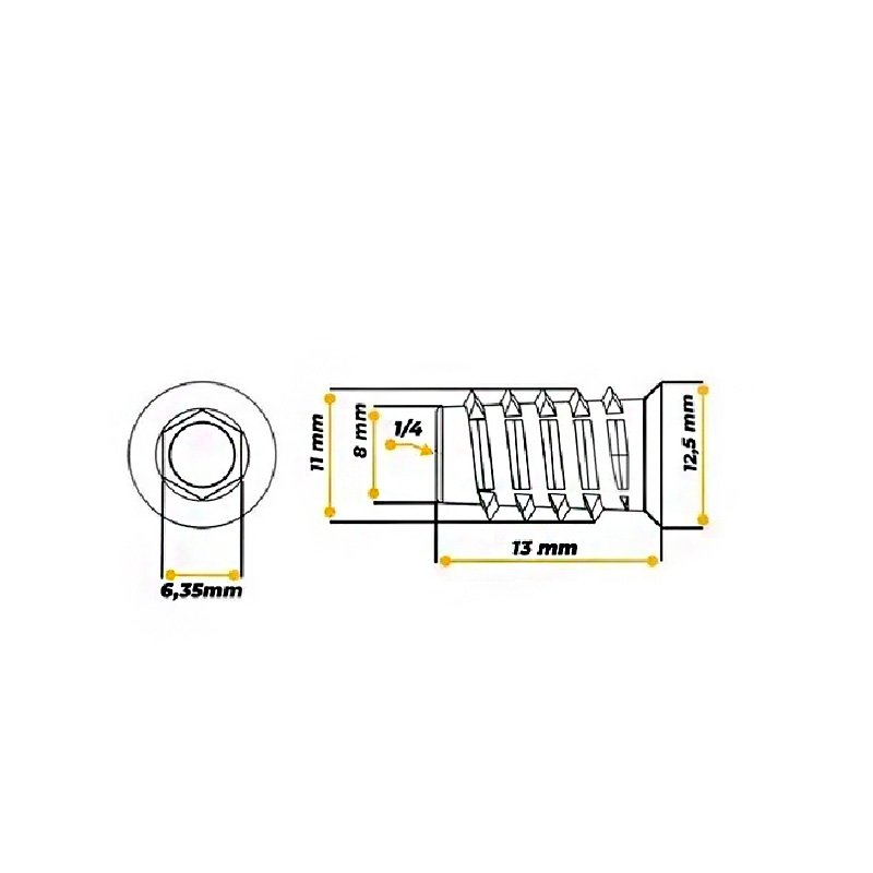 Bucha Americana Zamac 1/4 X 13 Mm Acabamento Natural (Kit Com 100 Un) - 4