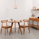 Ver imagem 1 de Conjunto Mesa Jantar Square Laminada Tripé Redonda Natural - 88cm + 2 Cadeiras Dalí Encosto Palha La