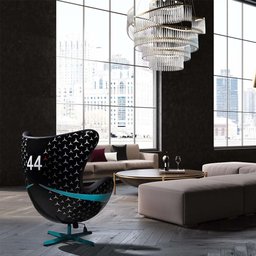 Poltrona Decorativa Egg Chair Nº 44 Hamilton Preta - Gran Belo - 2