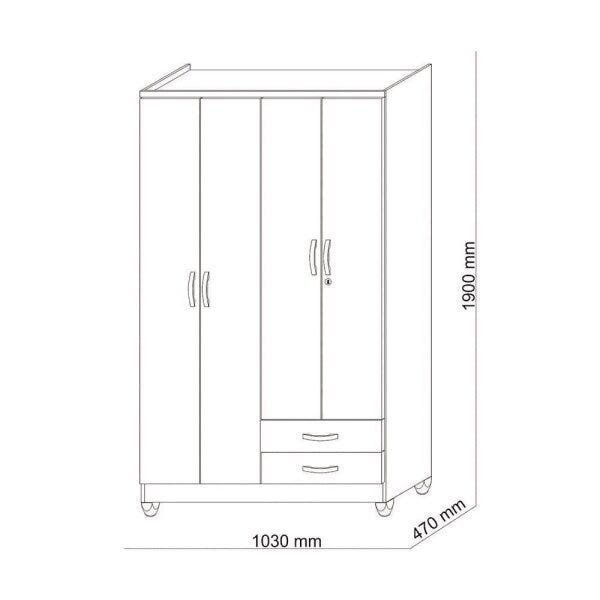 Guarda-Roupa Line Adulto 4 Portas MDP Vila Rica - 4