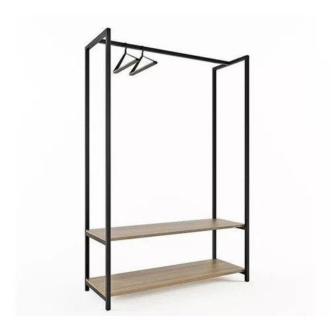 Arara Dupla Moderna Roupas Cabideiro Industrial Ferro e Mdf
