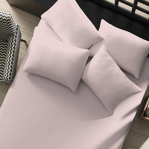 Lençol Avulso Portallar King Malha Liso Linha Casa Rosa Antigo