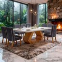 Ver imagem 1 de Sala de Jantar Lottus 8 Cadeiras Tampo MDF Off-White 220cm Bom Pastor Móveis