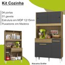 Ver imagem 5 de Armario Kit Cozinha 04 Portas 01 Gaveta Atacama Grafite Armoveis