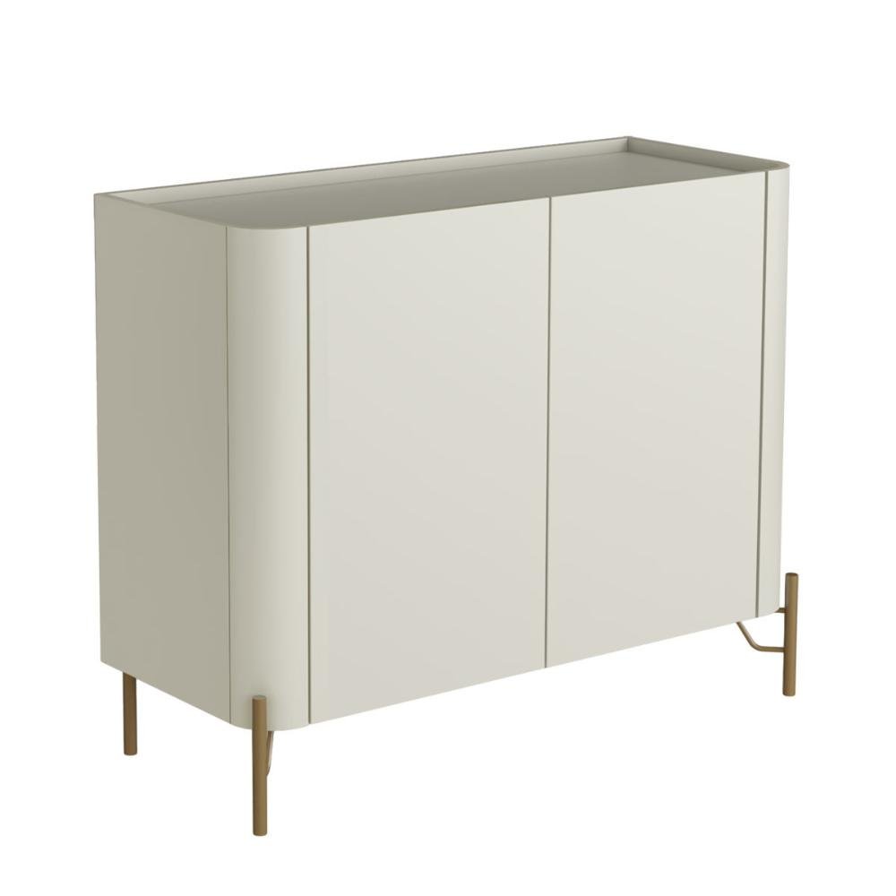 Balcão Buffet com 2 Portas 98,5cm Pés em Metal 100% Mdf Cor:luna com Dourado - 2