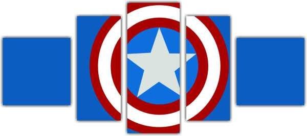Quadro Decorativo Escudo Capitão América Heróis Desenho Salas Decorações Interiores Com Moldura - 2