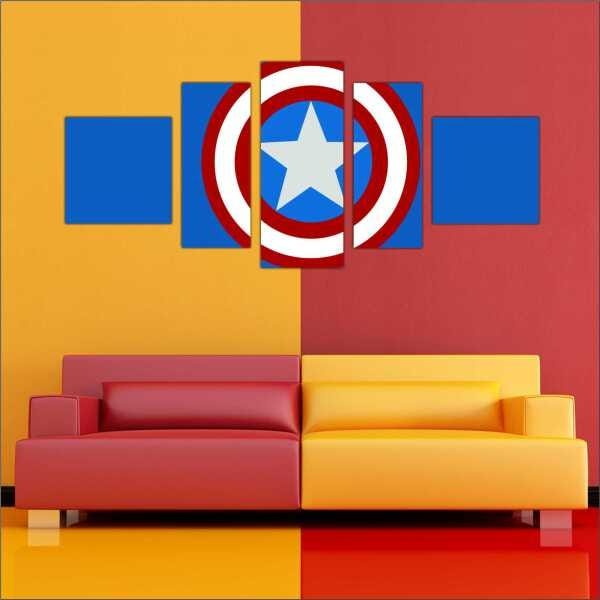 Quadro Decorativo Escudo Capitão América Heróis Desenho Salas Decorações Interiores Com Moldura - 4