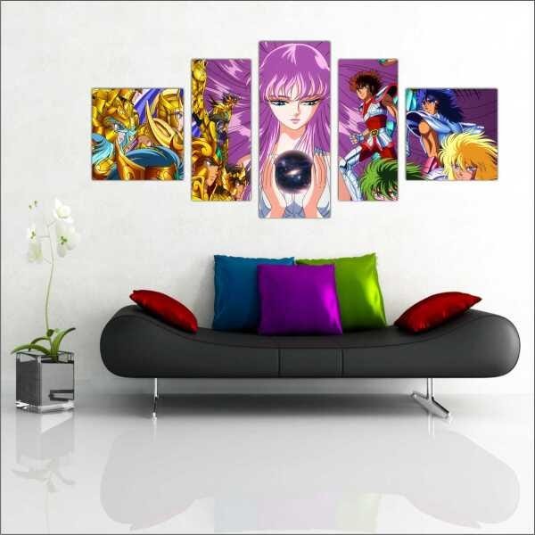 Quadro Decorativo Cavaleiros Dos Zodiaco Anime Desenho Salas Decorações Interiores Com Moldura - 1