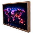 Ver imagem 1 de Quadro Decorativo Mapa Mundi Iluminado em Moldura Caixa Tacolado Moldura Caixa 3cm Madeira com Vidro