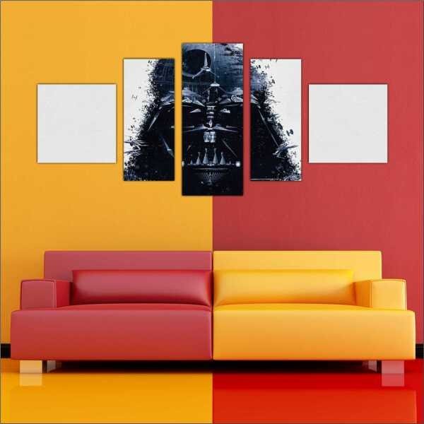 Quadro Decorativo Star Wars Filmes Cinema Salas Interiores Mosaico 5 Peças Com Moldura - 3