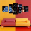 Ver imagem 4 de Quadro Decorativo Star Wars Filmes Cinema Salas Interiores Mosaico 5 Peças Com Moldura