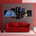 Ver imagem 2 de Quadro Decorativo Star Wars Filmes Cinema Salas Interiores Mosaico 5 Peças Com Moldura