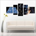Ver imagem 1 de Quadro Decorativo Star Wars Filmes Cinema Salas Interiores Mosaico 5 Peças Com Moldura