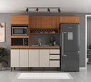 Ver imagem 1 de Cozinha Modulada Cecília 4 Pecas com Aéreo Ripado e Aéreo Geladeira Freijo/Off White J