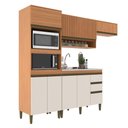 Ver imagem 5 de Cozinha Modulada Cecília 4 Pecas com Aéreo Ripado e Aéreo Geladeira Freijo/Off White J