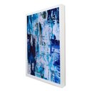 Ver imagem 2 de Quadro Decorativo Abstrato Mesclado Azul em Moldura Caixa Tacolado Moldura Trad 1cm Madeira Escura C