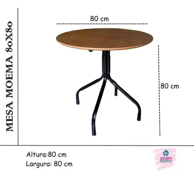 Jogo de Moema 80x80 Imbuia com 4 Cadeiras Rattan Preta - 3