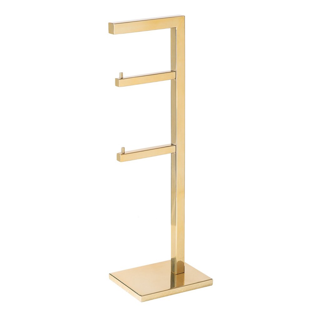 Papeleira Vertical Piso 2 Rolos 50cm Aço Inox Dourado Brilhante Linha Larissa