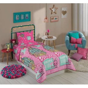 Jogo de Lençol Cama Solteiro Barbie Menina 3 Pecas Elastico