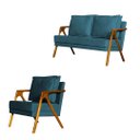 Ver imagem 1 de Kit 1 Poltrona Marilia + Namoradeira Marilia Recepção - Suede Azul Royal