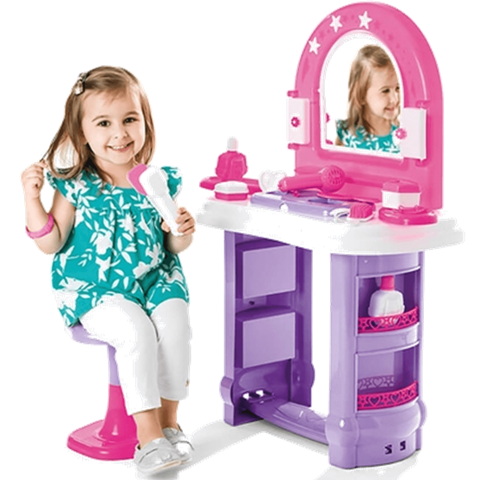 Penteadeira de Brinquedo Camarim Tateti Miss Glamour 14 Peças