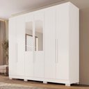 Ver imagem 1 de Guarda Roupa Casal Crsal 6 Portas de Bater 2 Gavetas MDP com Espelhos Branco Multimóveis 177cm