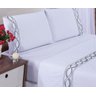 Jogo Lençol Percal Casal King Florença Branco Bordado 4 Peças 180 Fios Algodão - 1
