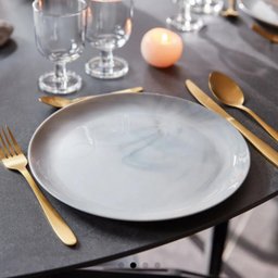 Prato Raso Vidro Opalino Diwali Granit Marmore 25cm LYOR - 3