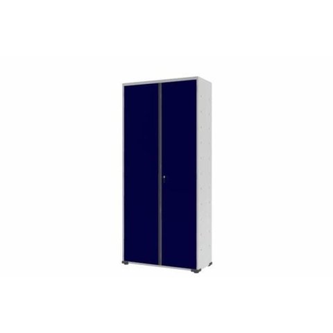 Armário Aço 2 Portas 4 Prateleiras Cinza com Azul