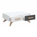 Ver imagem 2 de Mesa de Centro Retrô 2 Gavetas 90 x 61 x 34 cm Off White/Carvalho/Grafite TB716 Dalla Costa