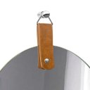 Ver imagem 2 de Espelho Lapidado Oval com Pendurador de Couro Caramelo 60x40cm