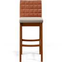 Ver imagem 6 de Kit 05 Banquetas Altas Cozinha Sala De Jantar Fixa Mila B04 Couríssimo Camel Linho Cru - Lyam