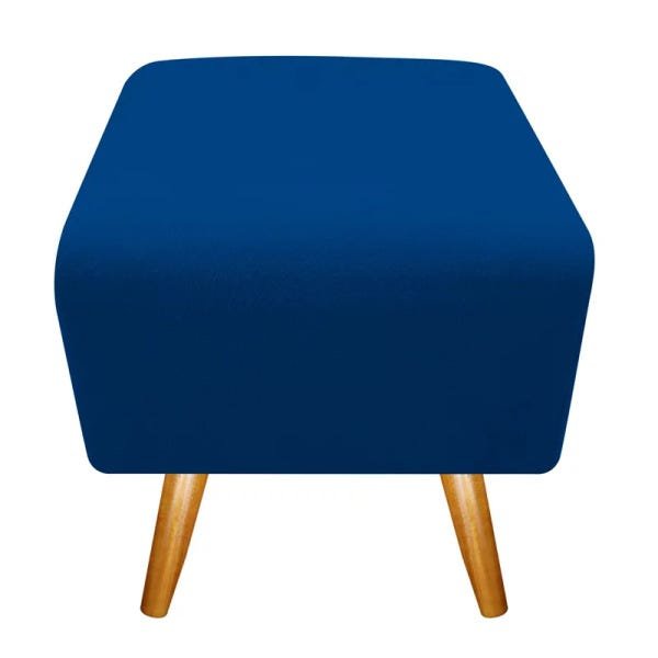 Puff Puff Pufi Pufe Banqueta Lavínia Pés Palito para Sala de Estar Consultório Quarto Suede Azul Mari - 2