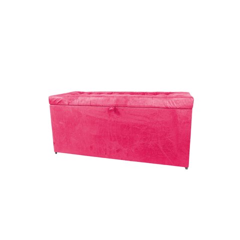 Recamier Puff Baú Beira de Cama Solteiro 90 cm- Rosa Choque