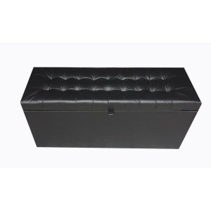 Recamier Puff Baú Solteiro - Preto - Corino