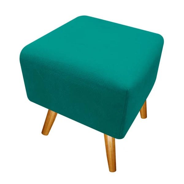 Puff Puff Pufi Pufe Banqueta Lavínia Pés Palito para Sala de Estar Consultório Quarto Corano Azul Tur - 1