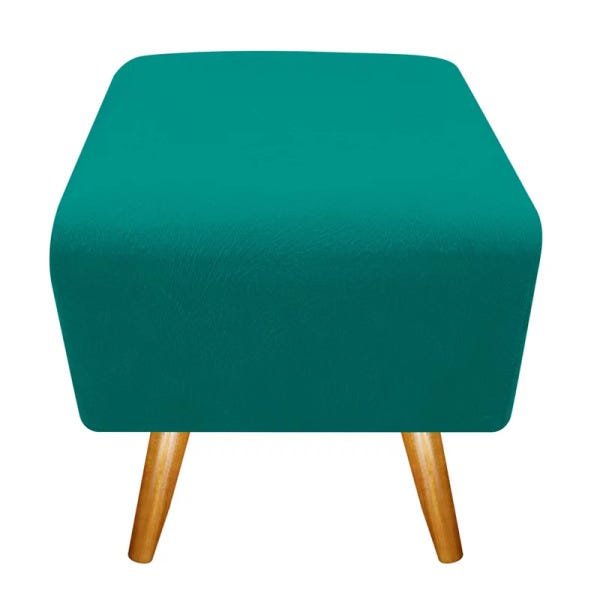 Puff Puff Pufi Pufe Banqueta Lavínia Pés Palito para Sala de Estar Consultório Quarto Corano Azul Tur - 2