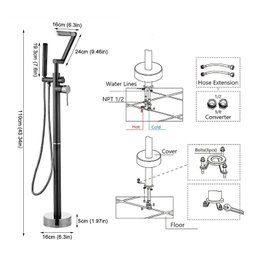 Torneira Monocomando de Piso para Banheira com Cascata - Preta - 7 Torneira Monocomando de Piso para Banheira com Cascata - Preta - 7