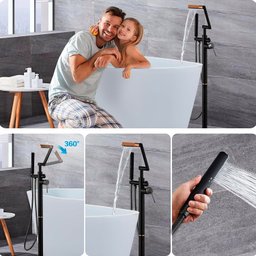 Torneira Monocomando de Piso para Banheira com Cascata - Preta - 6 Torneira Monocomando de Piso para Banheira com Cascata - Preta - 6