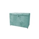 Ver imagem 1 de Puff Baú Estofado em Suede Liso com Pistão a Gás - Azul Tiffany