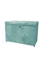 Ver imagem 1 de Puff Baú Estofado em Suede Liso com Pistão a Gás - Azul Tiffany