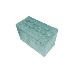 Puff Baú Estofado em Suede Liso com Pistão a Gás - Azul Tiffany - 2